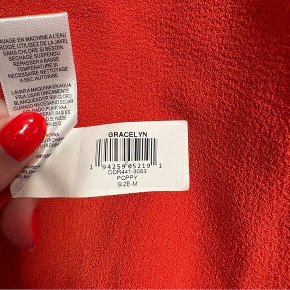 NWT Dress the Population Gracelyn Blouson High Slit Gown Poppy Orange Medium - Picture 6 of 7